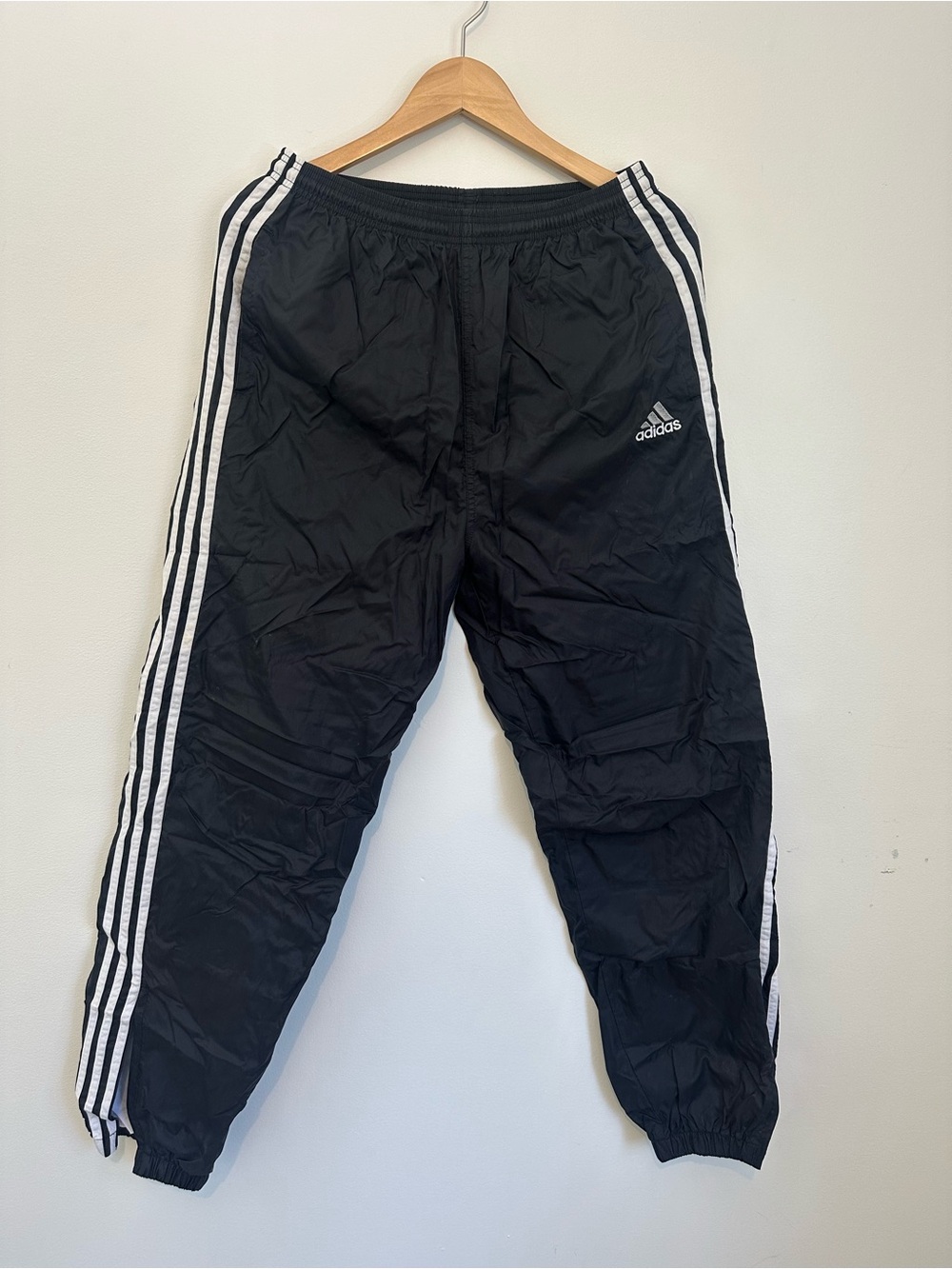 Adidas Black Track Pants with White Stripes